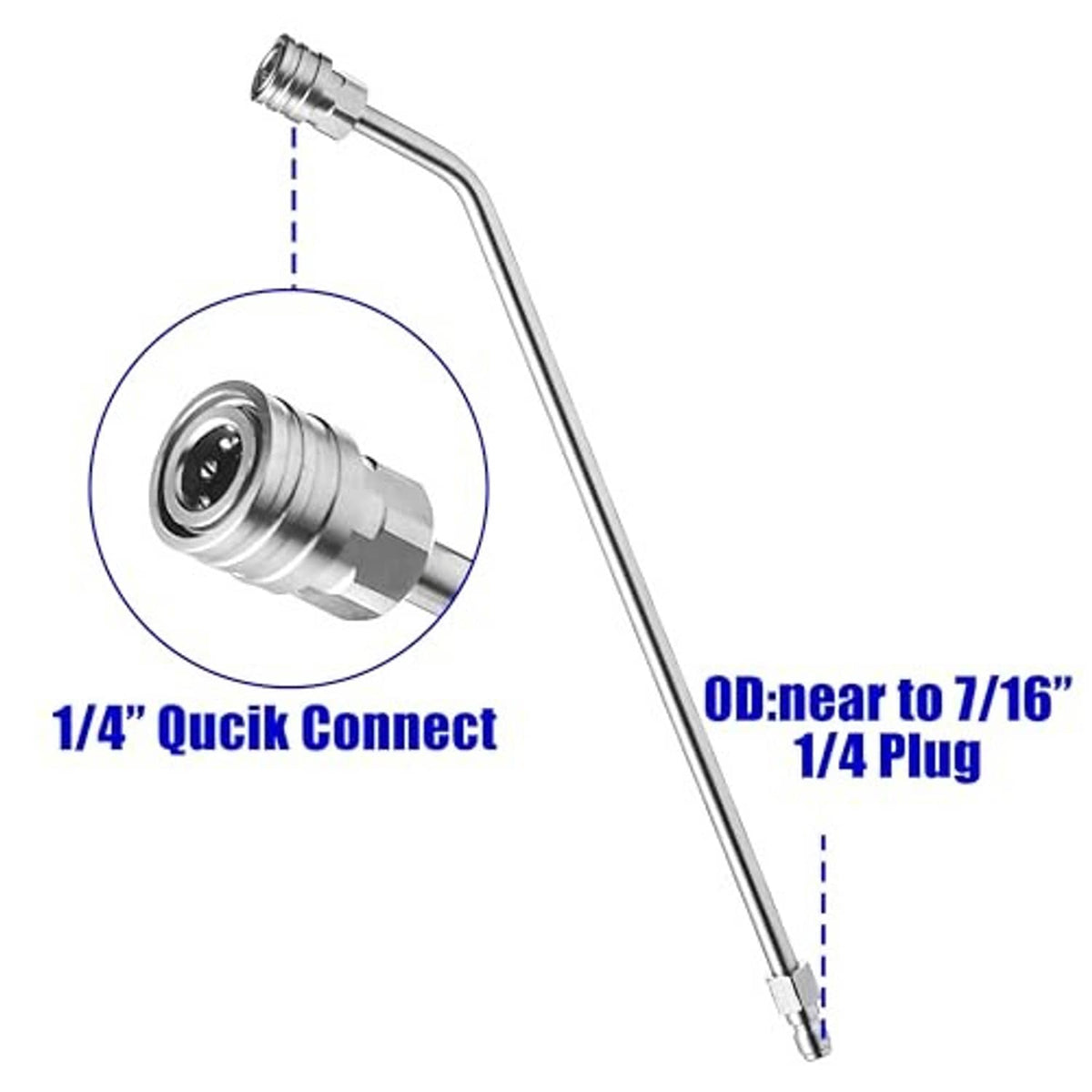 Pressure washer wand extension with 1/4 in quick-connect fitting and angled nozzle
