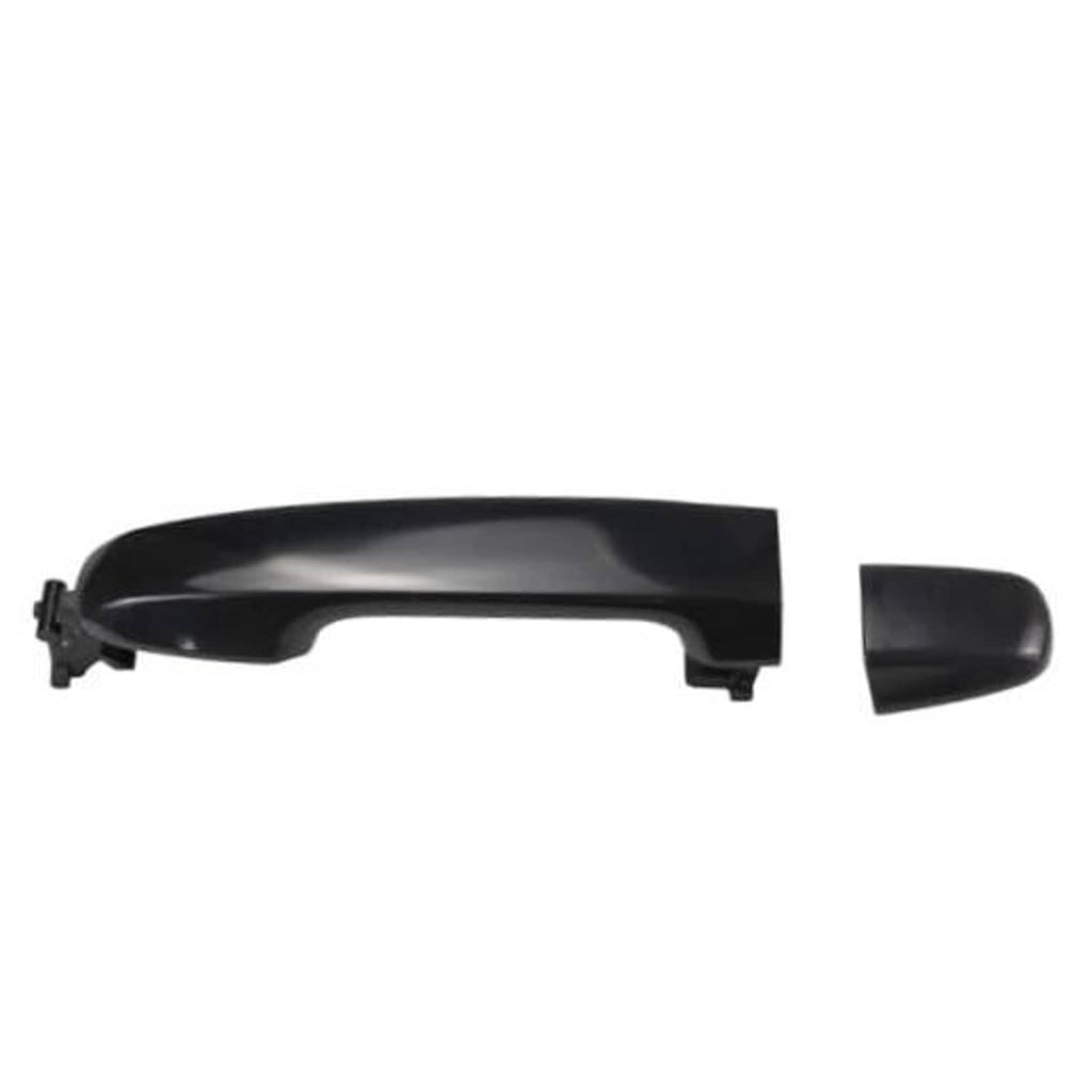 Black exterior door handle with integrated cover, no interior visible