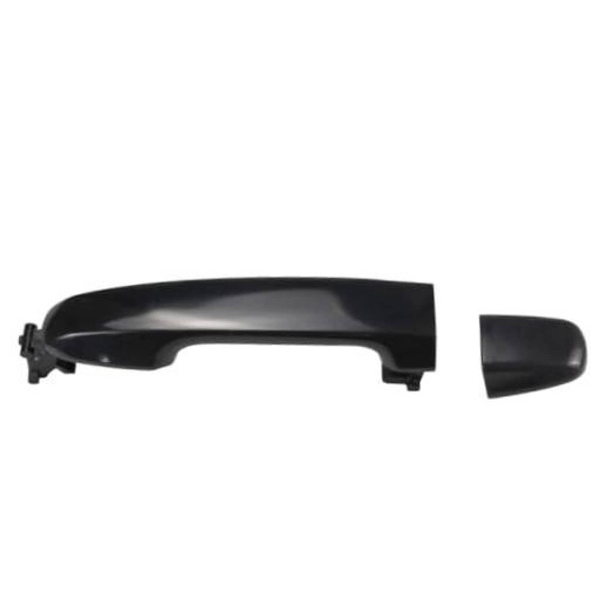 Black exterior door handle with integrated cover, no interior visible