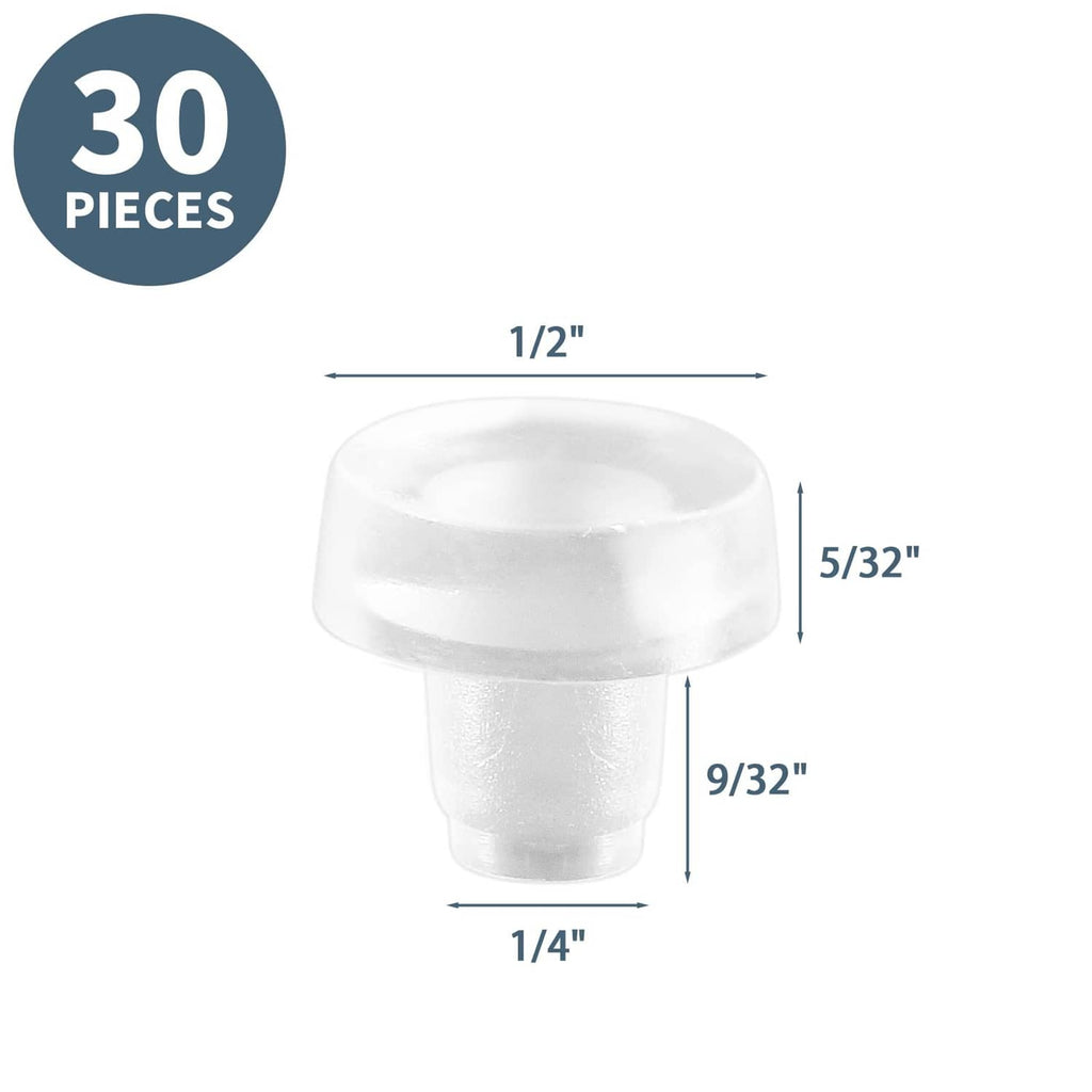 Clear plastic table top bumper with stem, round cap shape