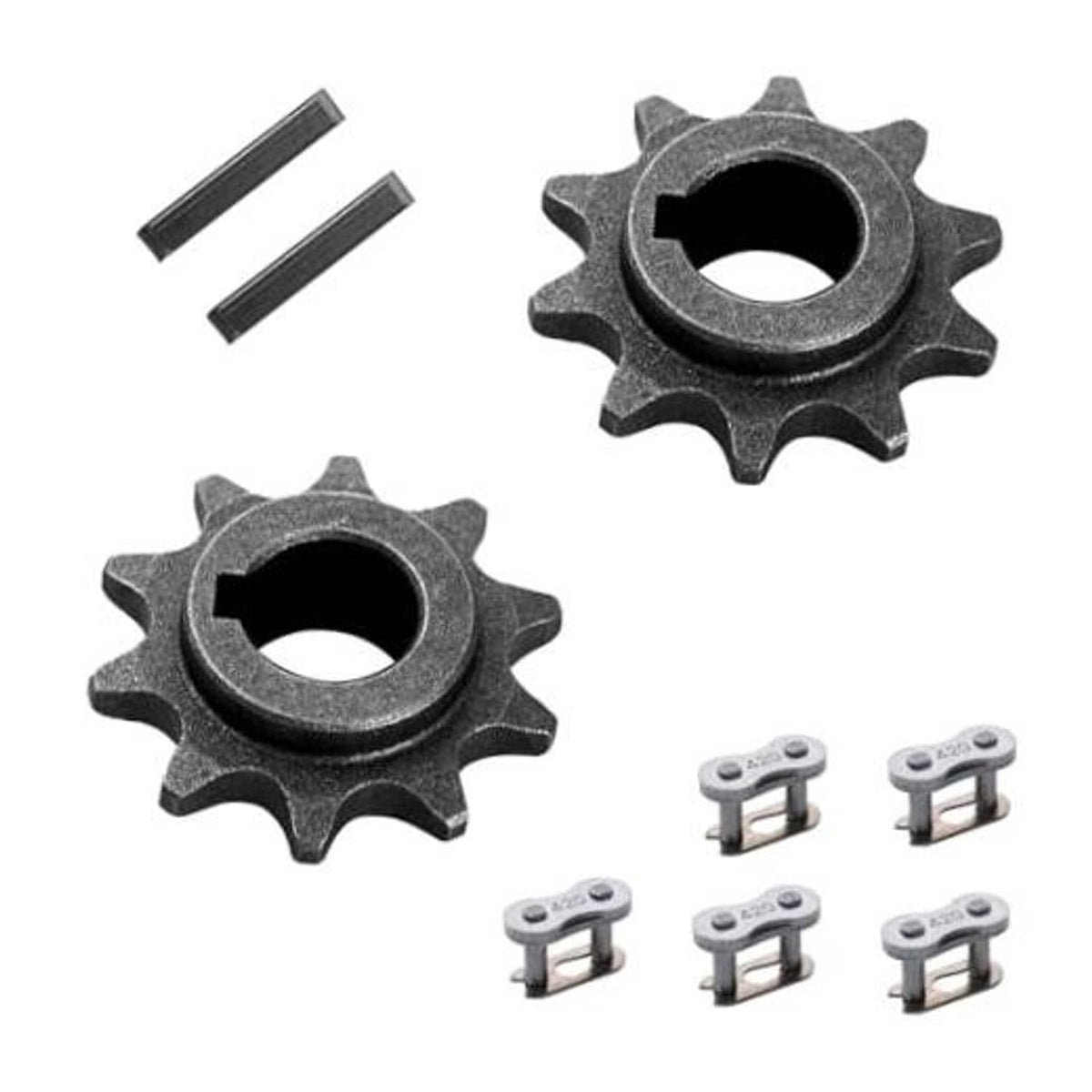 10-tooth chain front sprocket gear, dark gray steel, center bore for 5/8-in chain