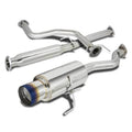 Stainless steel cat-back exhaust with blue heat-shield muffler and curved pipes