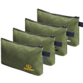 Olive green canvas zipper pouch, set of 4 with navy pull-tab straps and logo
