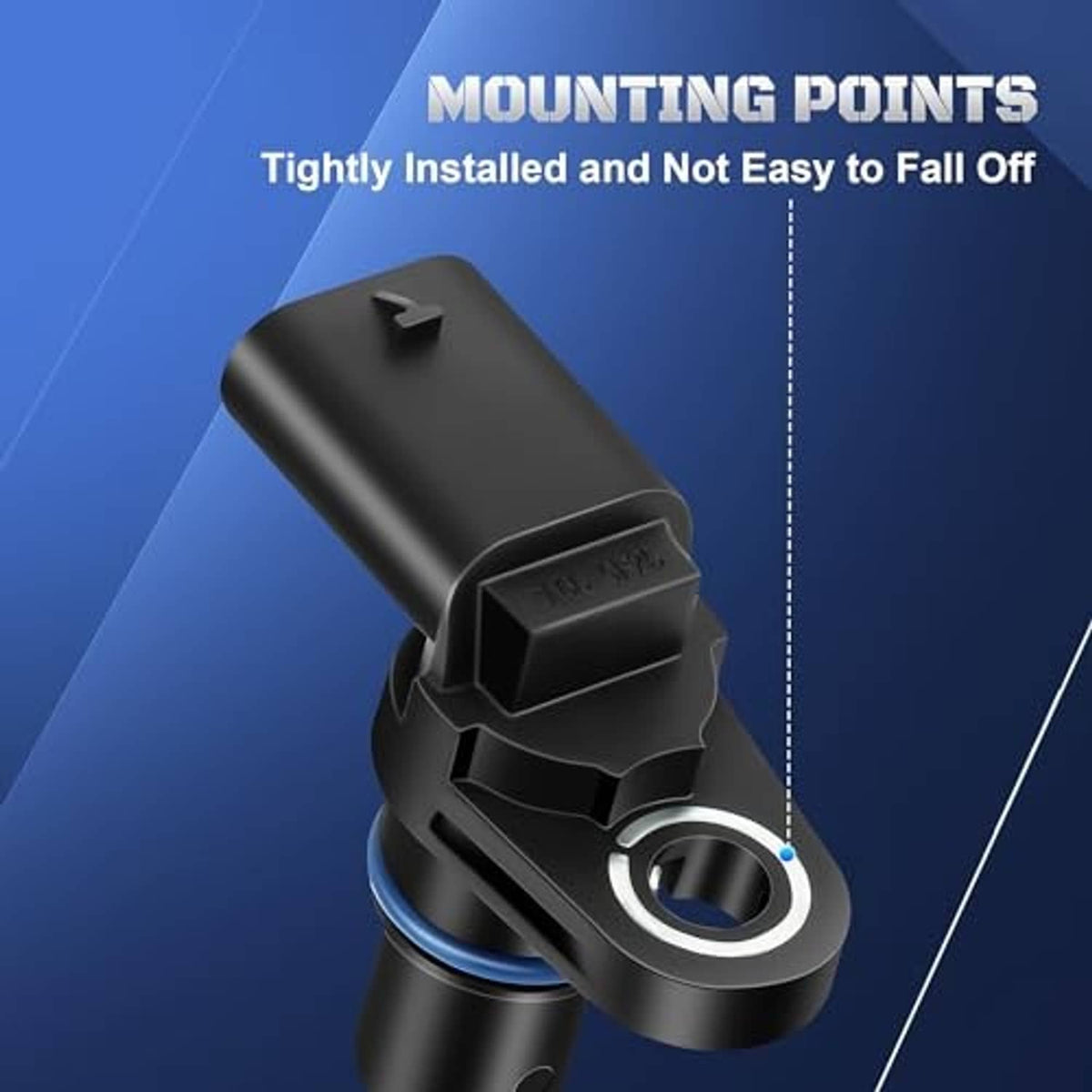Black camshaft position sensor showing mounting points and connector housing