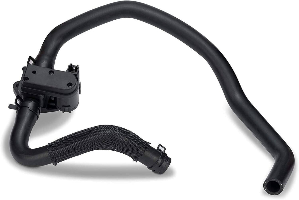 Heater inlet hose control valve with black rubber hoses and electrical connector