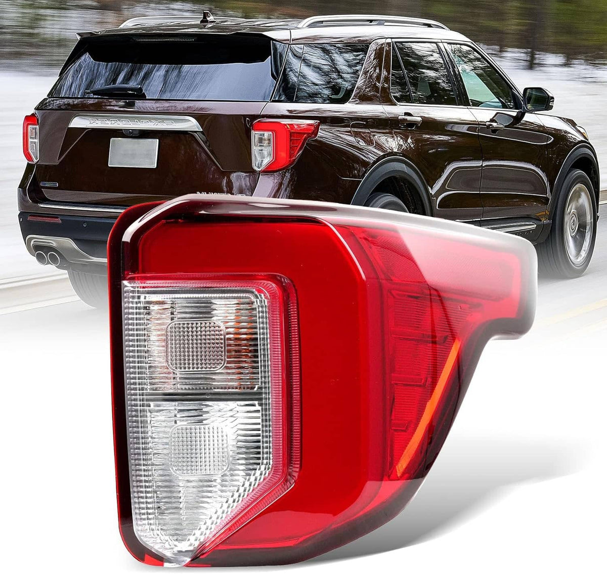 Right-side LED tail light with red lens and clear reflector, rear lamp assembly.