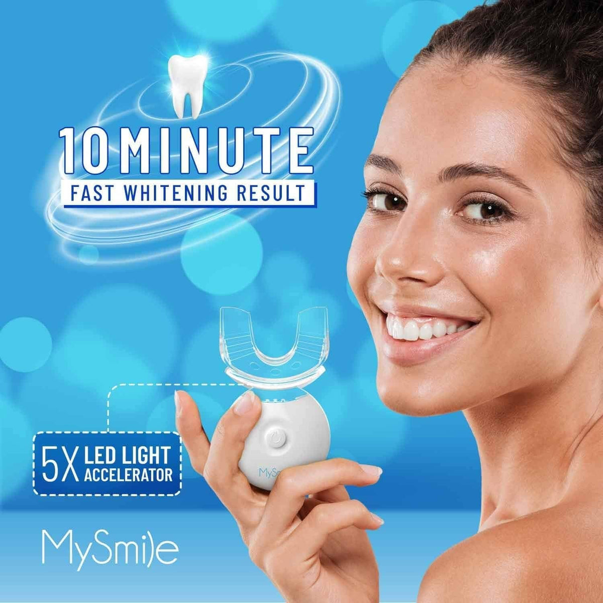 Teeth whitening kit with LED light mouth tray and gel applicator device