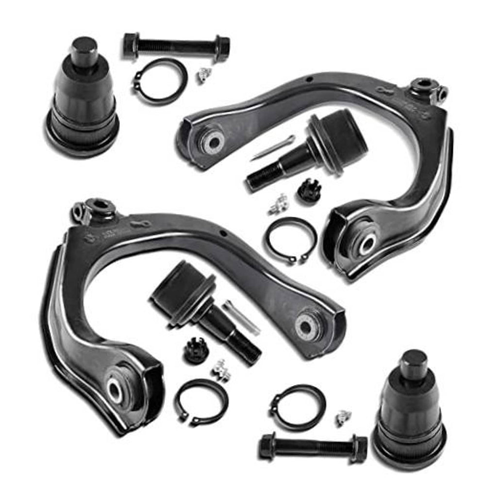 Front upper control arm kit with bushings and ball joints, black metal pieces set