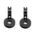 Black round windshield bushing grommets with central hole, two-piece set