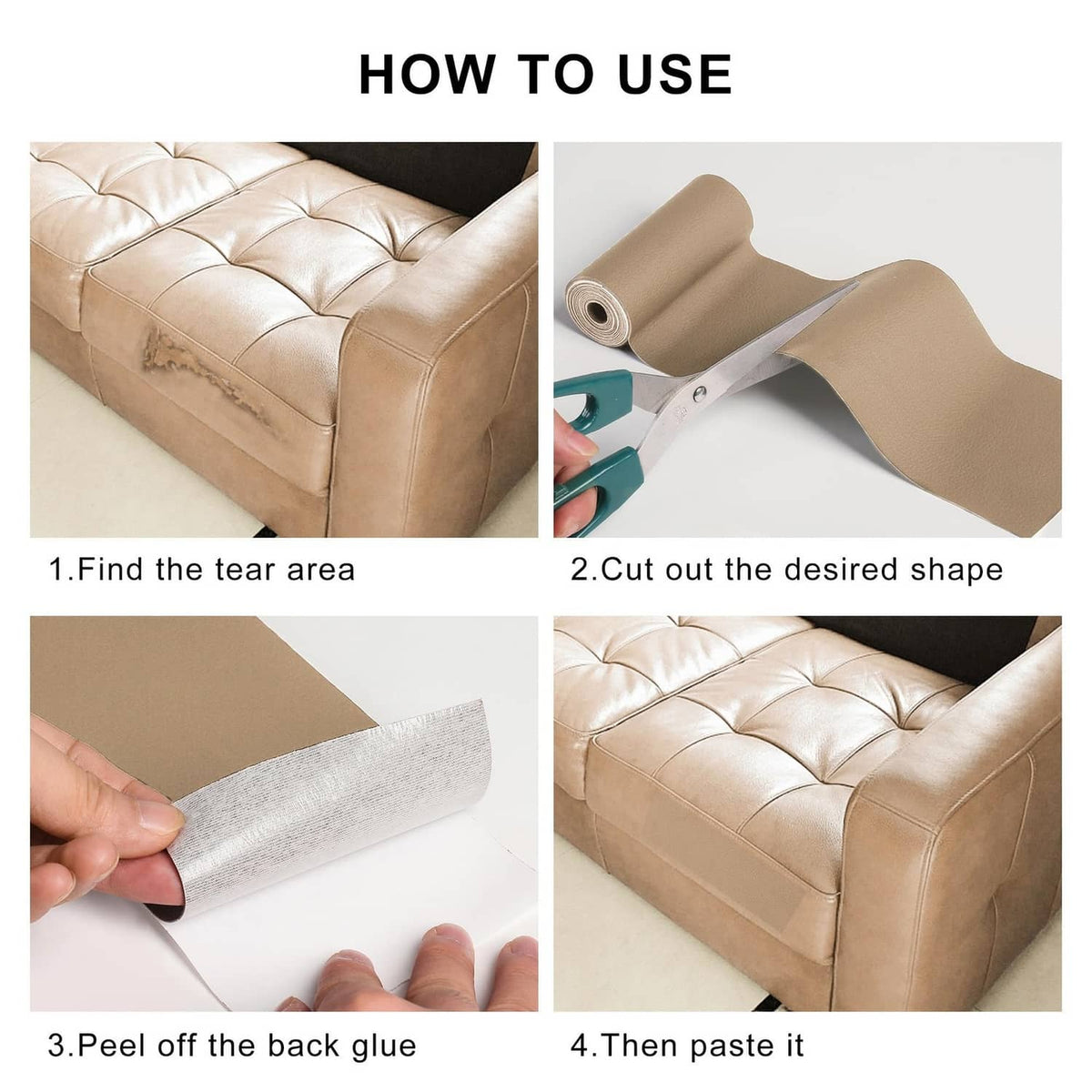 YAFLC leather repair patch sheet roll with cut-out shape for furniture repair