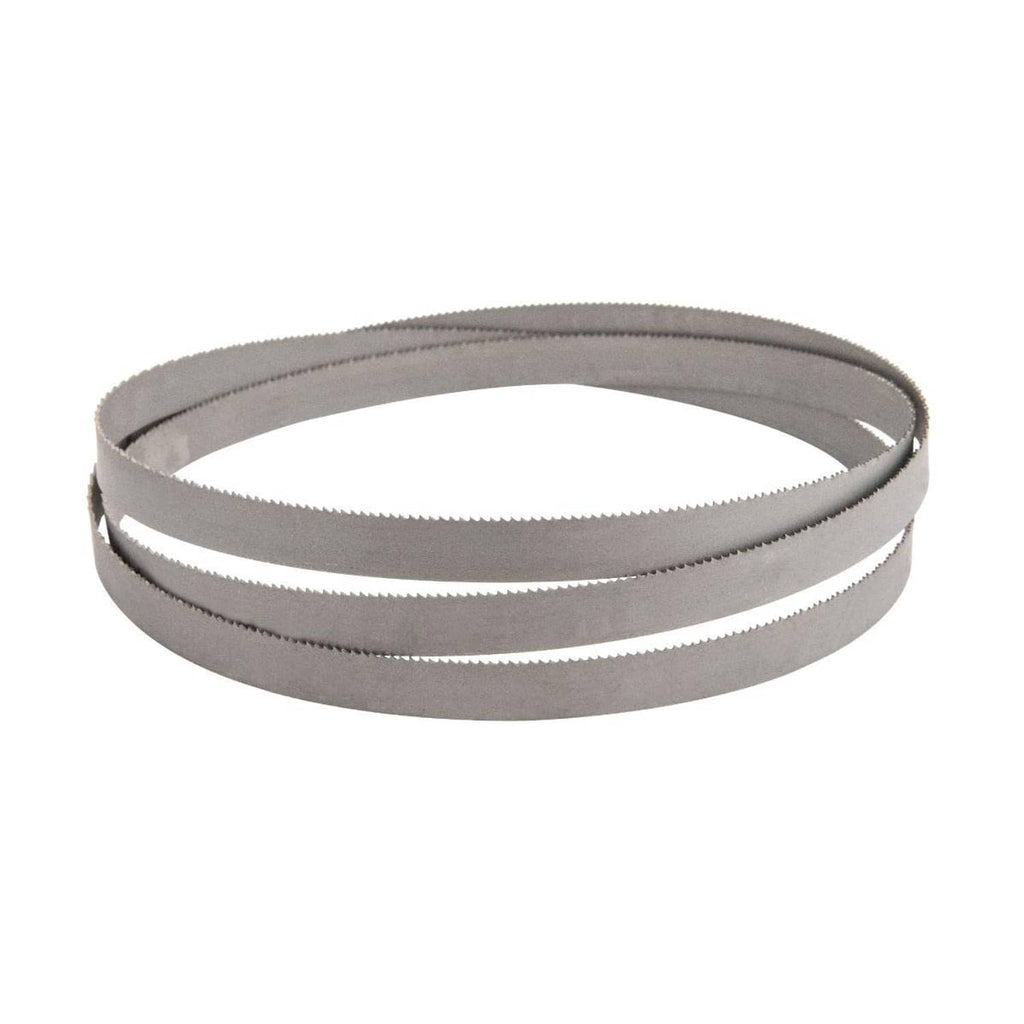 Grey bi-metal band saw blade loop with fine toothed edge