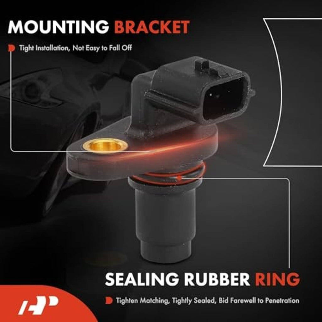 Camshaft position sensor promotional graphic showing sealing rubber ring detail