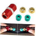 AC splice connector with red coupling, brass nuts, and green sealing sleeves set