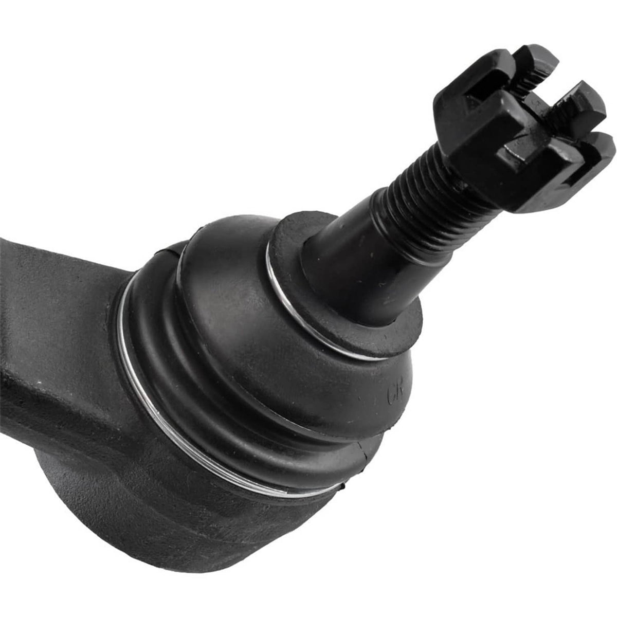 Front suspension tie-rod end with rubber boot and threaded stud