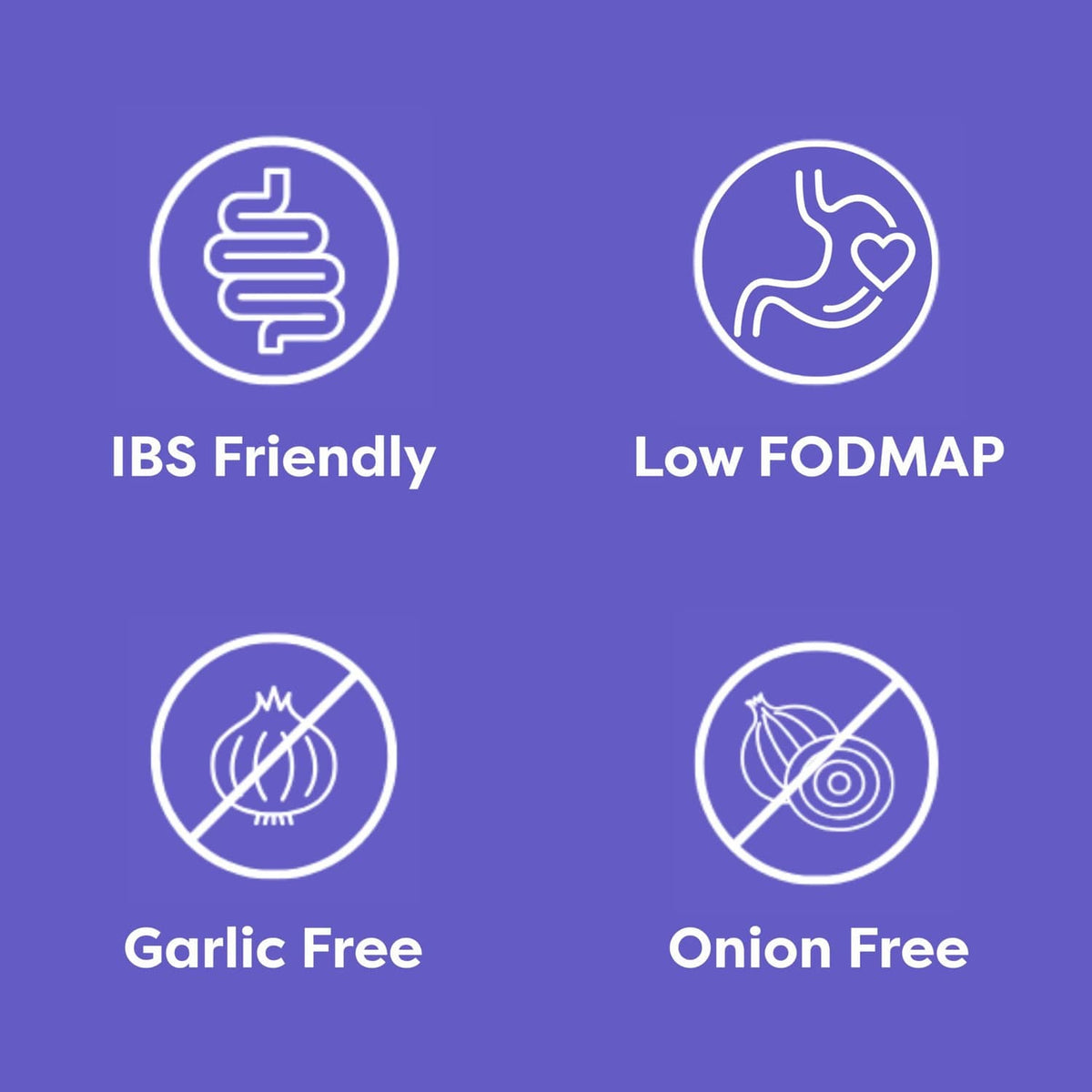 Low FODMAP and IBS-friendly certification icons for tomato basil pasta sauce