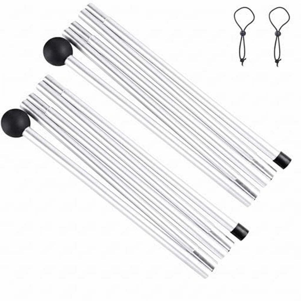 Aluminum tent replacement poles with black end caps and two hanging ties