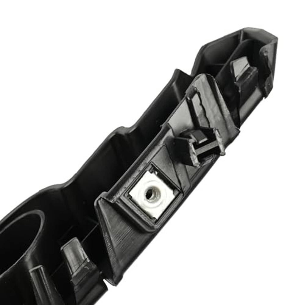 Close-up of black bumper guide bracket with metal mounting insert