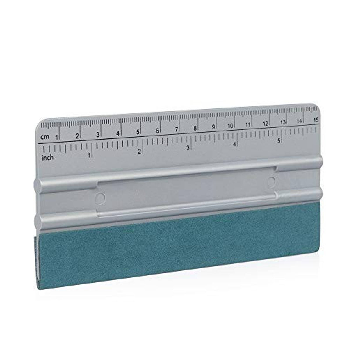 Teal pad vinyl wrap squeegee with gray ruler and 6-inch width