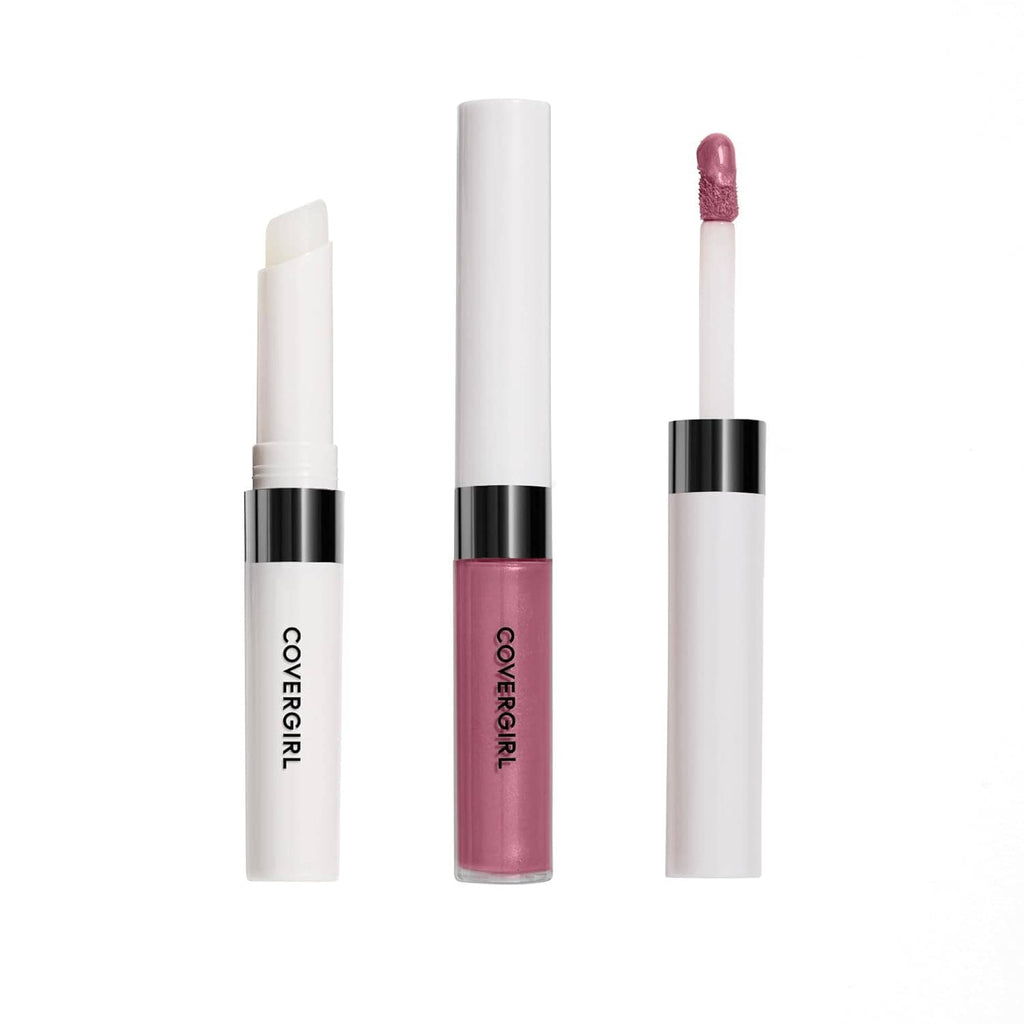 Mauve lip color set with three slim tubes and an applicator showing product