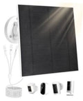 5W black solar panel with wall mount and charging cables for security camera