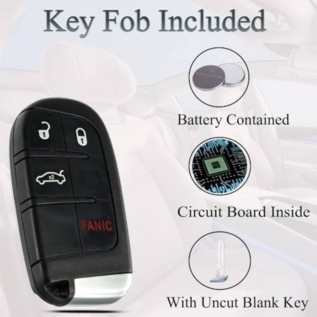 Key fob with contained battery and circuit board, includes uncut blank key