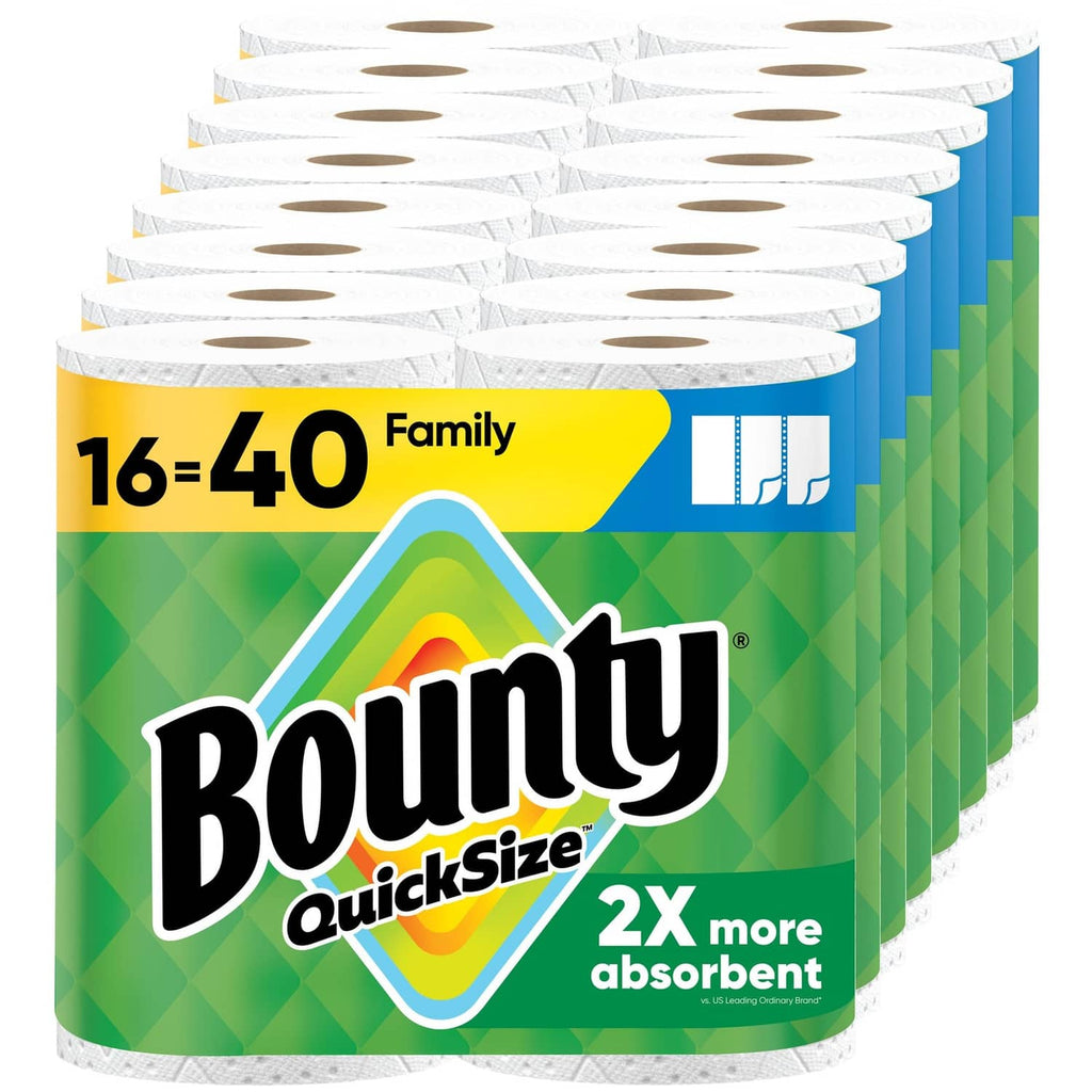 Bounty Quick Size paper towel rolls pack, white core and sheets