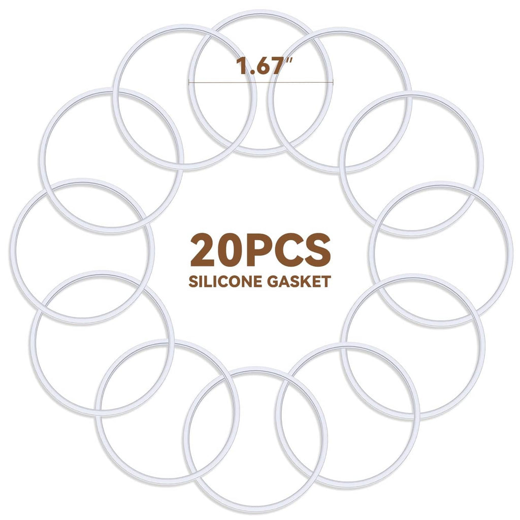 Pack of white silicone gasket rings, 20 pcs, circular reusable K cup seals
