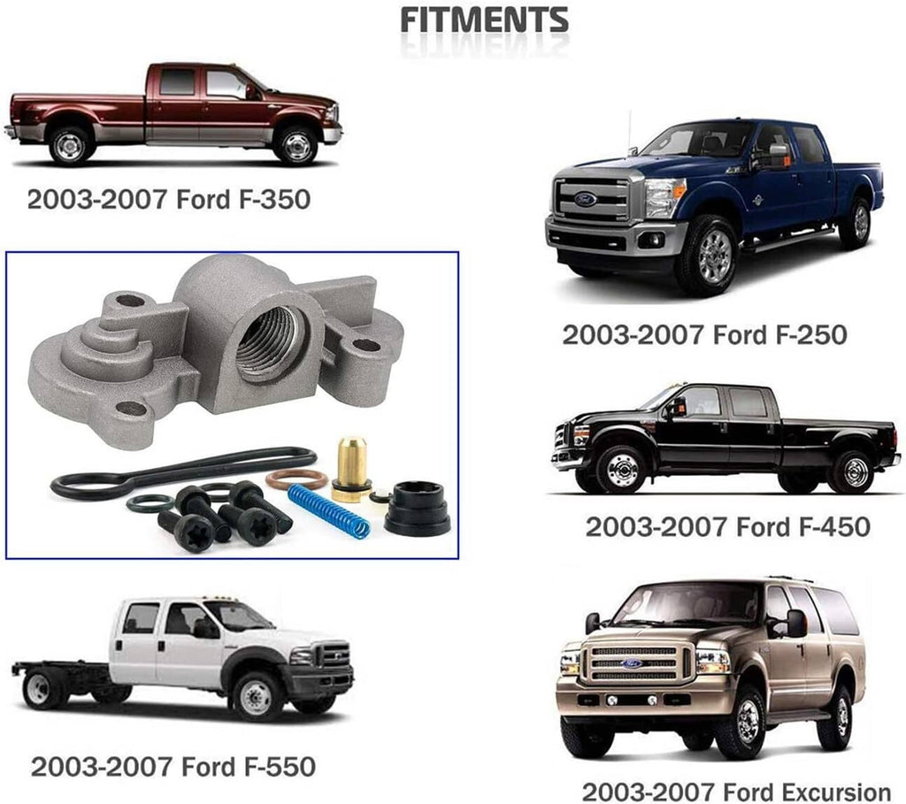 Fuel pressure regulator kit for compatible Ford models, showing regulator and included parts