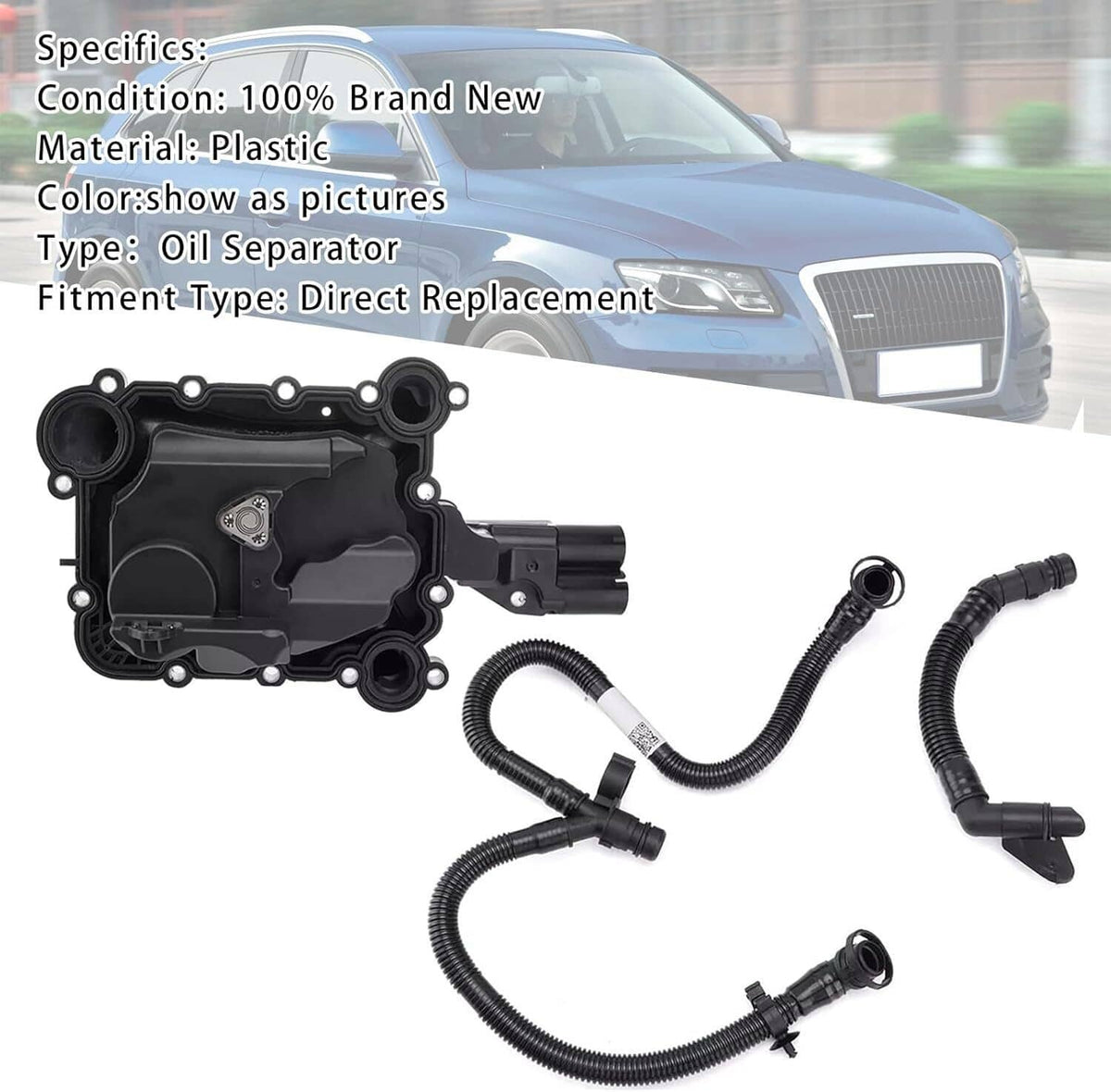 Oil separator PCV valve with black plastic housing and vent hose assembly kit