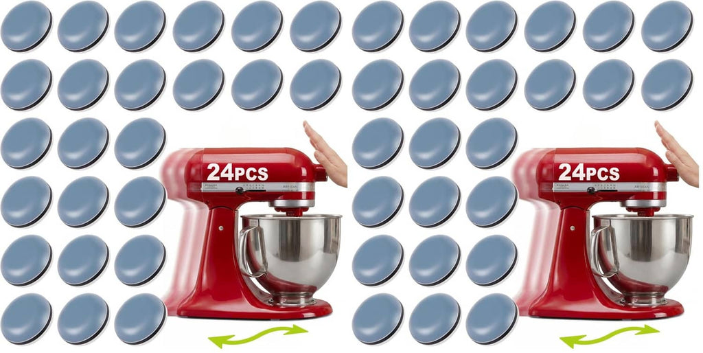 Grey round kitchen appliance sliders, 24-piece set, pack of 2