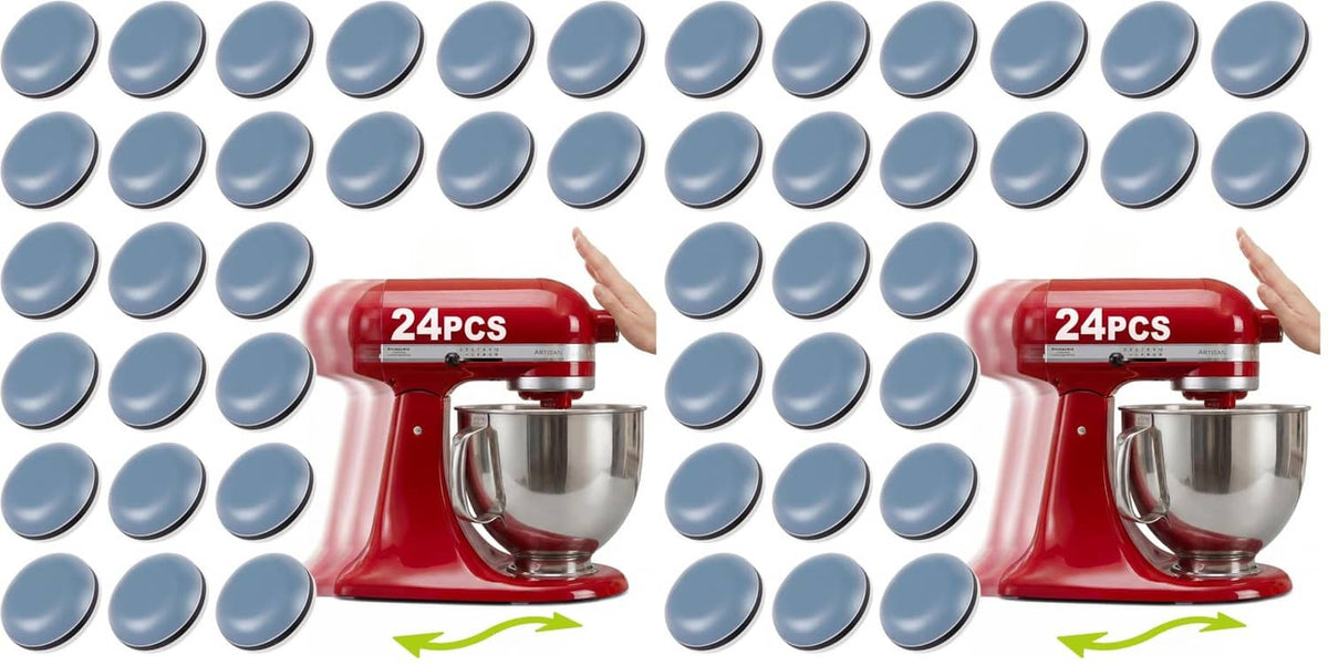 Grey round kitchen appliance sliders, 24-piece set, pack of 2