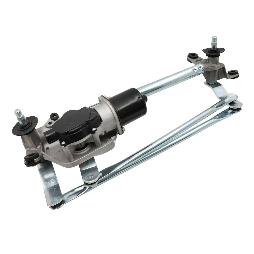 Windshield wiper linkage assembly with motor, black drive cylinder and metal arms