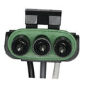 3-pin throttle position sensor connector pigtail, green housing with three metal terminals
