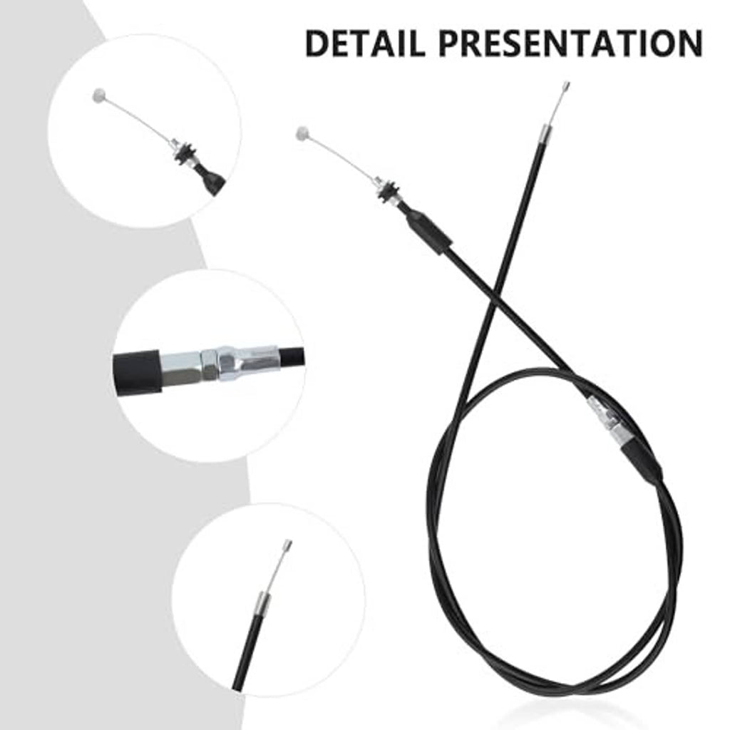 Black thumb throttle controller with throttle cable, detailed view of cable connections
