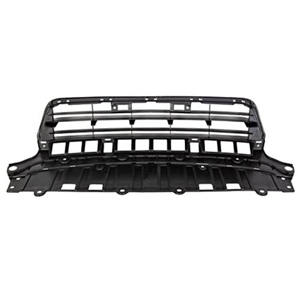 Front lower bumper grille insert with black mesh-bar pattern and mounting tabs