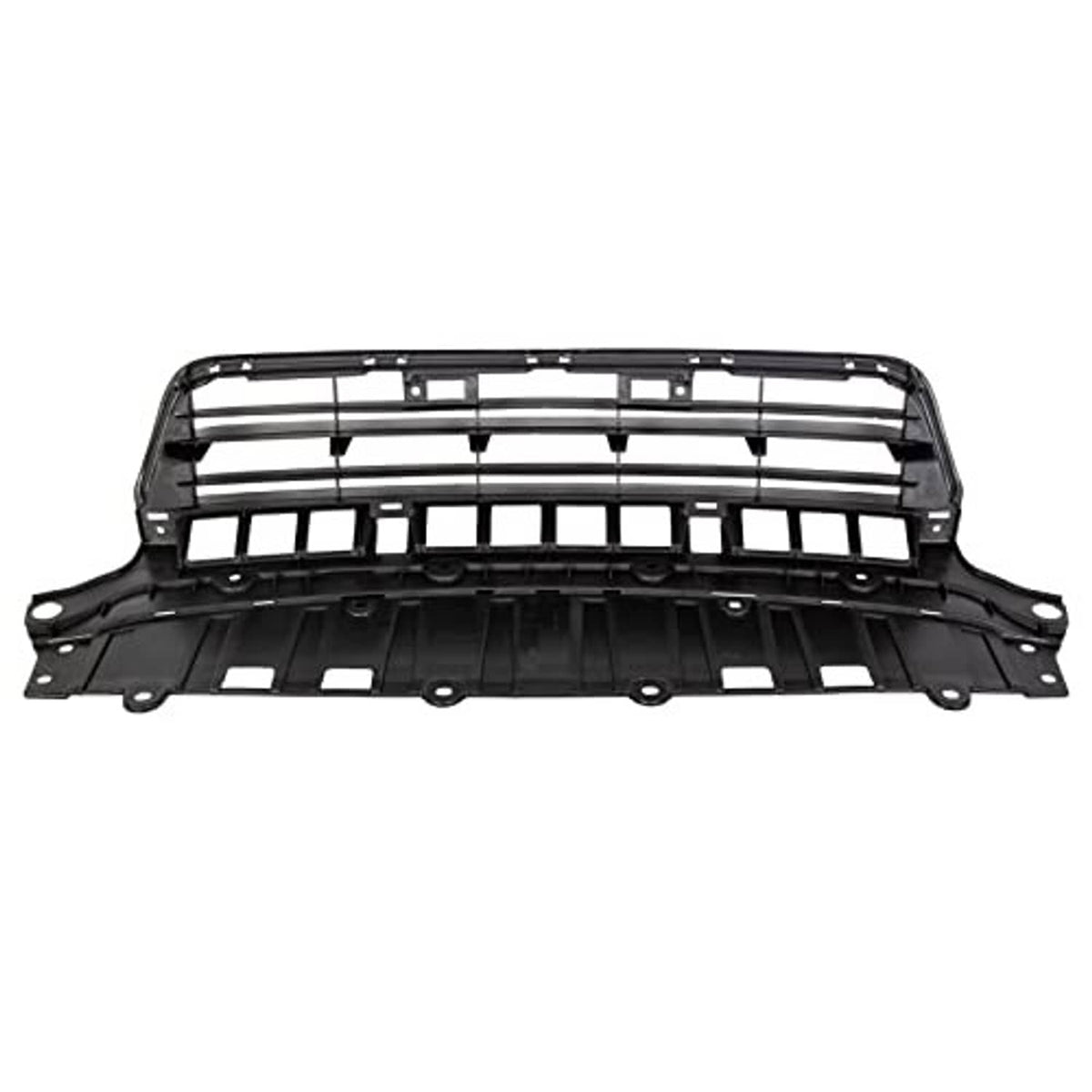 Front lower bumper grille insert with black mesh-bar pattern and mounting tabs