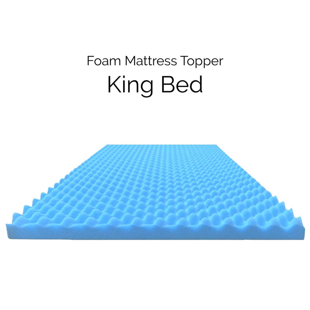 Blue egg-crate foam mattress topper for king bed