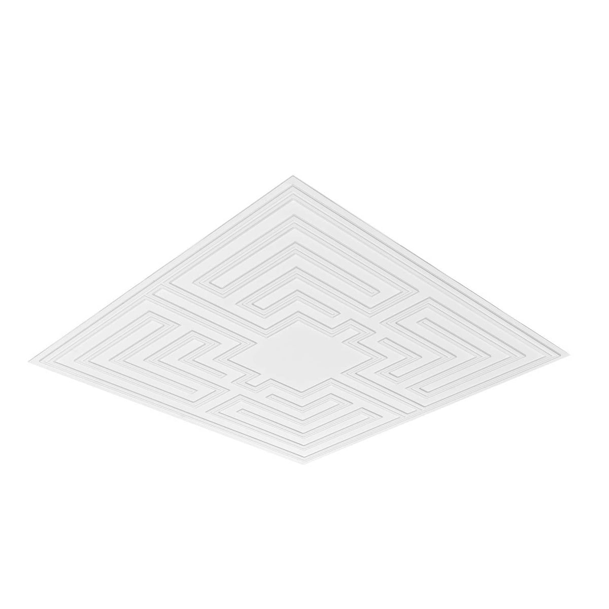 White PVC ceiling tile, square geometric Echo pattern with low-relief lines