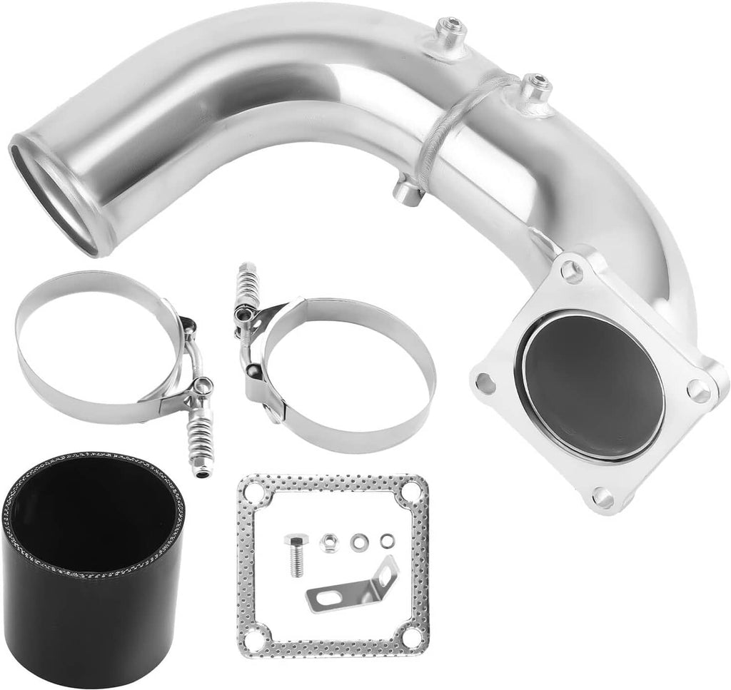 3-inch air intake elbow charge pipe kit with clamps, gaskets, and black coupler sleeves
