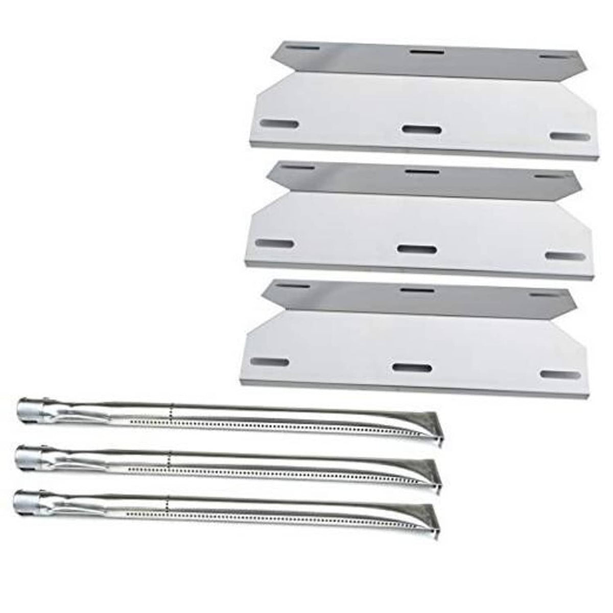 Stainless steel heat plates and burner tubes, set of three pieces