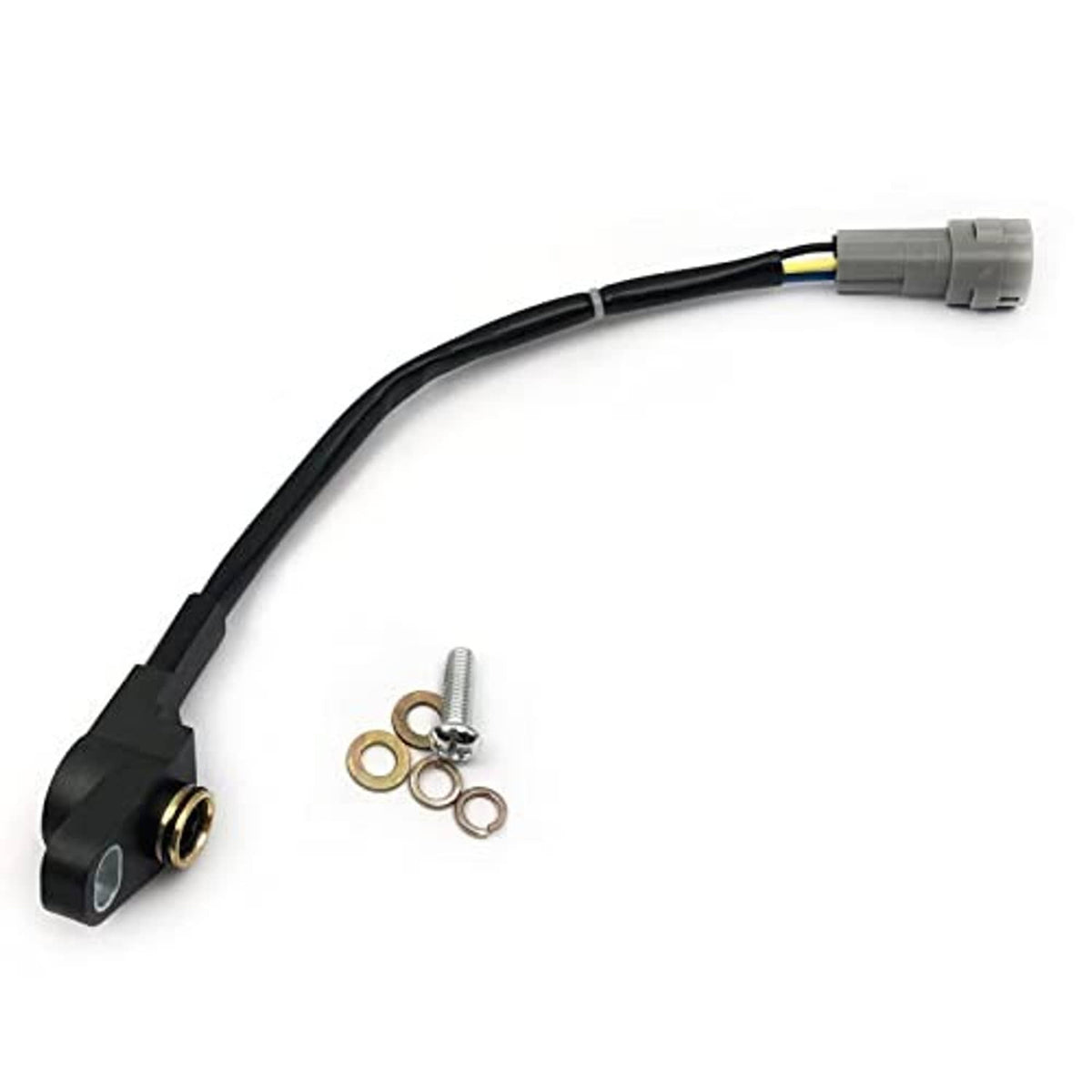 Throttle position sensor cable with black end mount and gray electrical plug