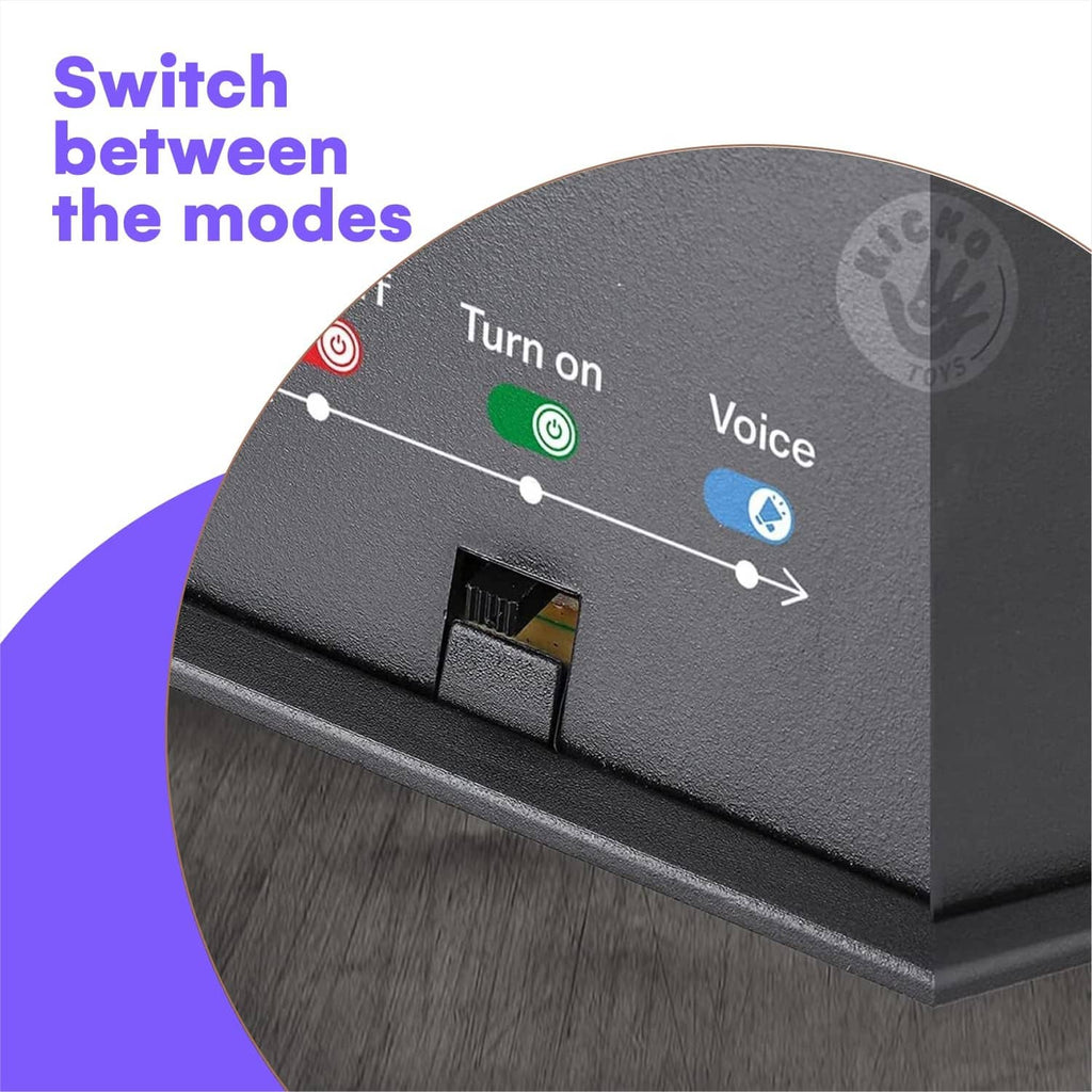 Plasma ball base with switch panel for on, voice, and touch-sensitive modes