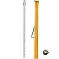 Telescopic measuring rod with yellow aluminum body and dual-sided inch scale
