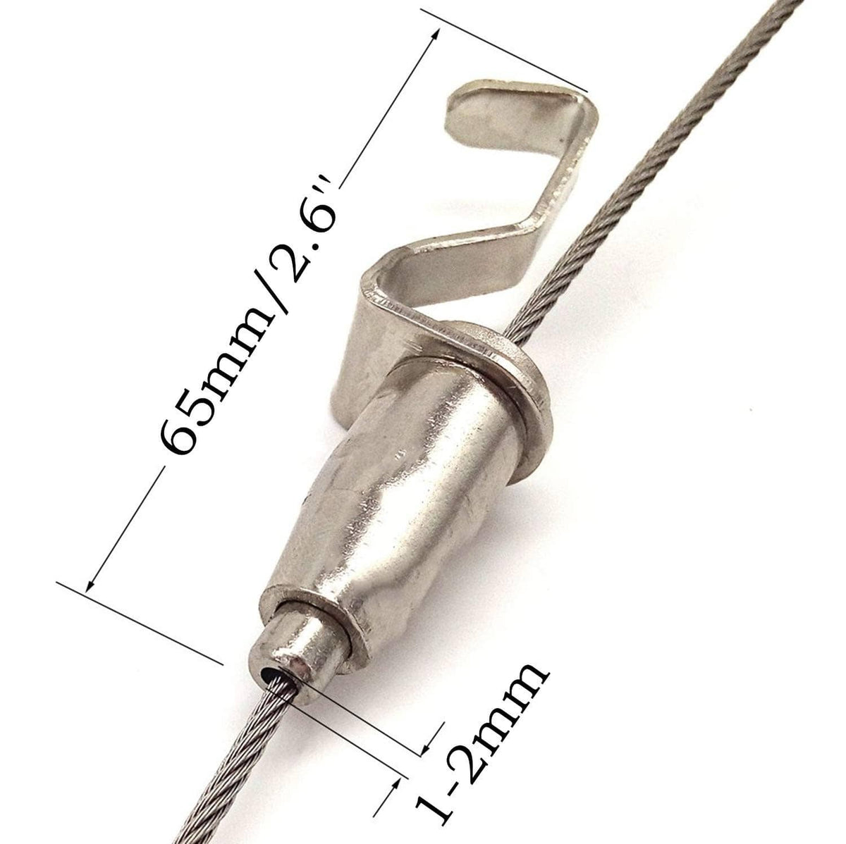 Adjustable metal wire rope hanger hook with 6.5 cm body and 1.2 cm slot