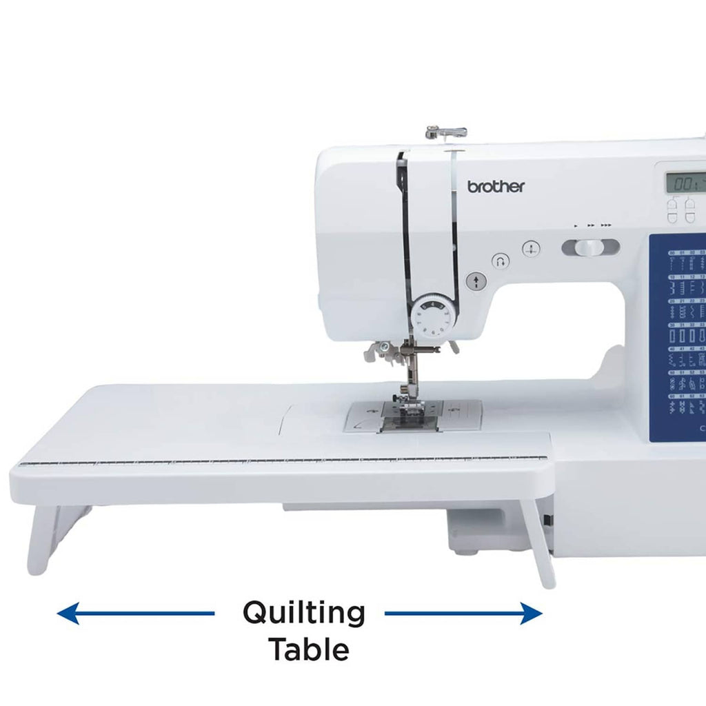 Brother CS7000X sewing and quilting machine with LCD screen and quilting table