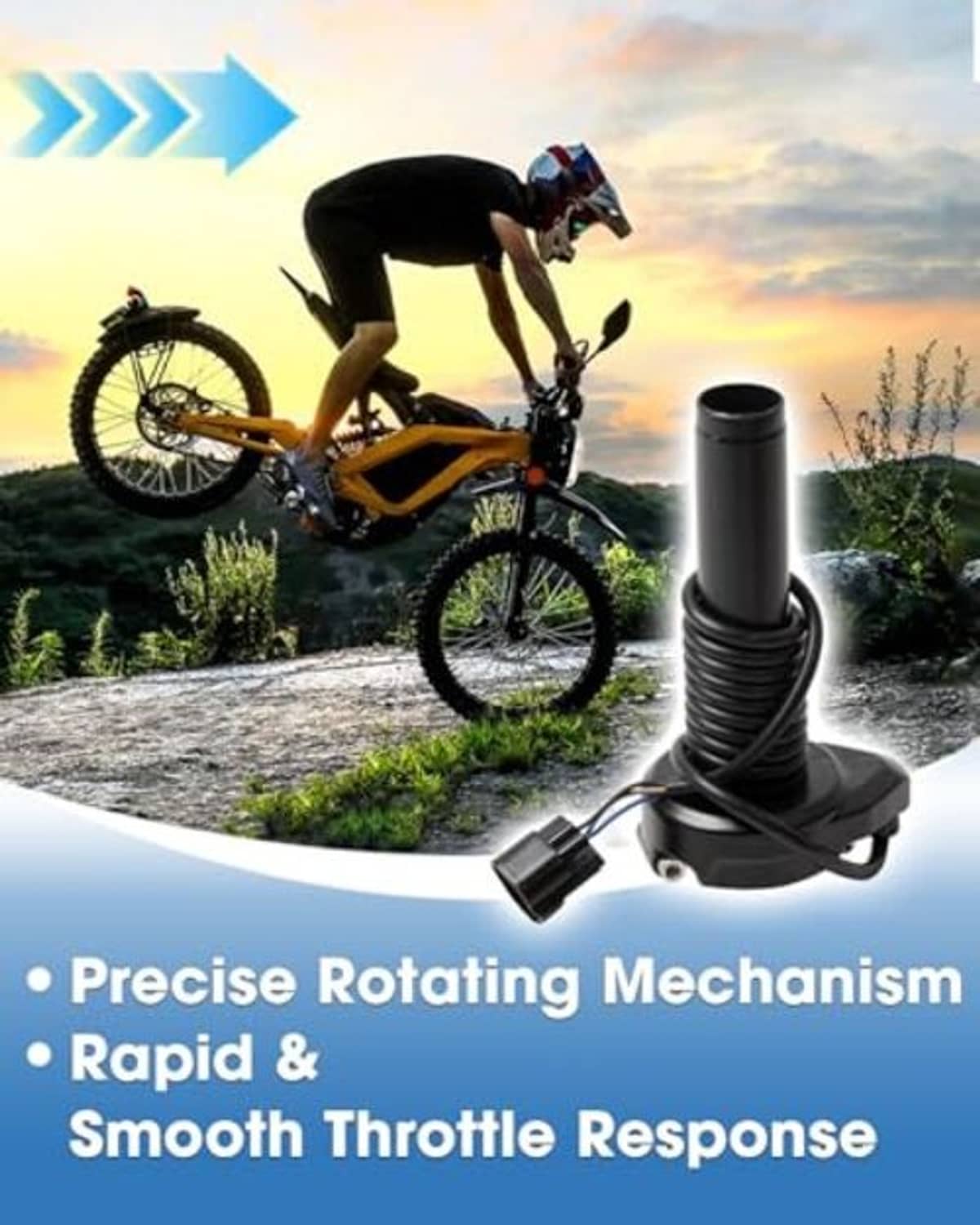 Black throttle cable and spring mechanism with mounting base and connector