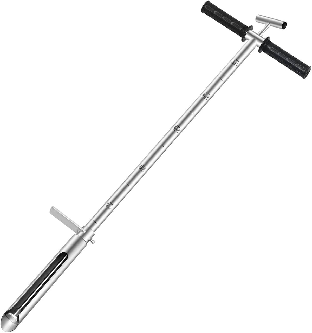 40-inch stainless steel soil probe with T-handle crossbar and soil core tube