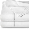 White twin flat sheet set with stitched seams and smooth, brushed microfiber look
