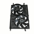 Dual radiator cooling fan assembly with black shroud and two fan motors