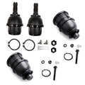 Front ball joint kit set with black rubber boots, threaded studs, and mounting hardware